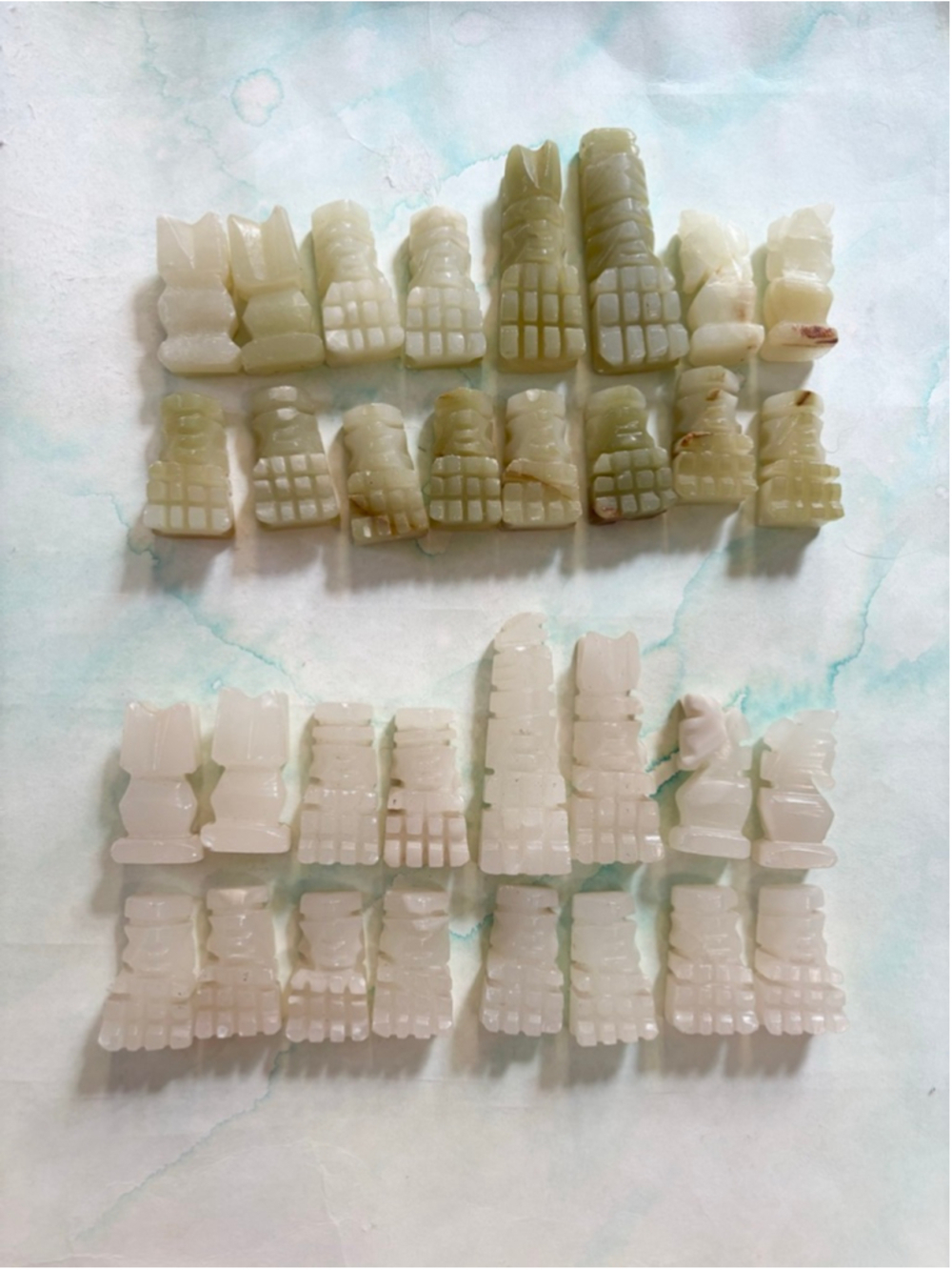 Carved Chess set Mythological Aztec Figurines Board Games One Size Stone Marble
